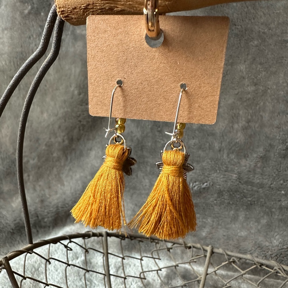 Sunflower Tassel Earrings - Picture 3 of 3